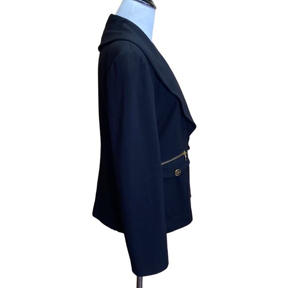 Boston Proper Black with Gold Zipper Accents Blazer Jacket Size 10 - Picture 7 of 9